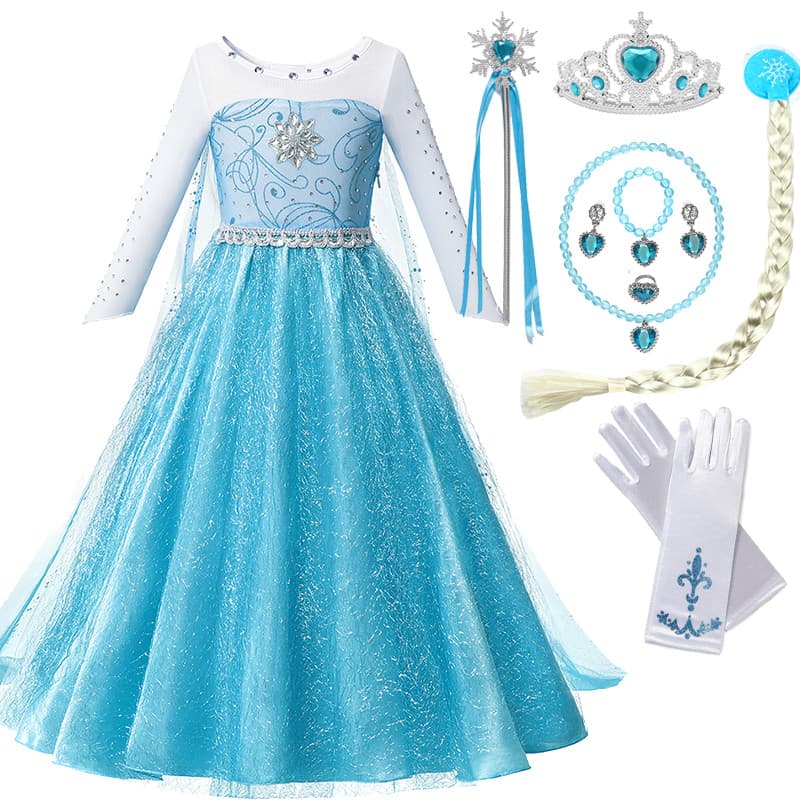 Elsa Traje Vestido Para Meninas Congelado Neve Rainha Cosplay Roupas Vestidos De Festa De Aniversário Das Crianças Traje