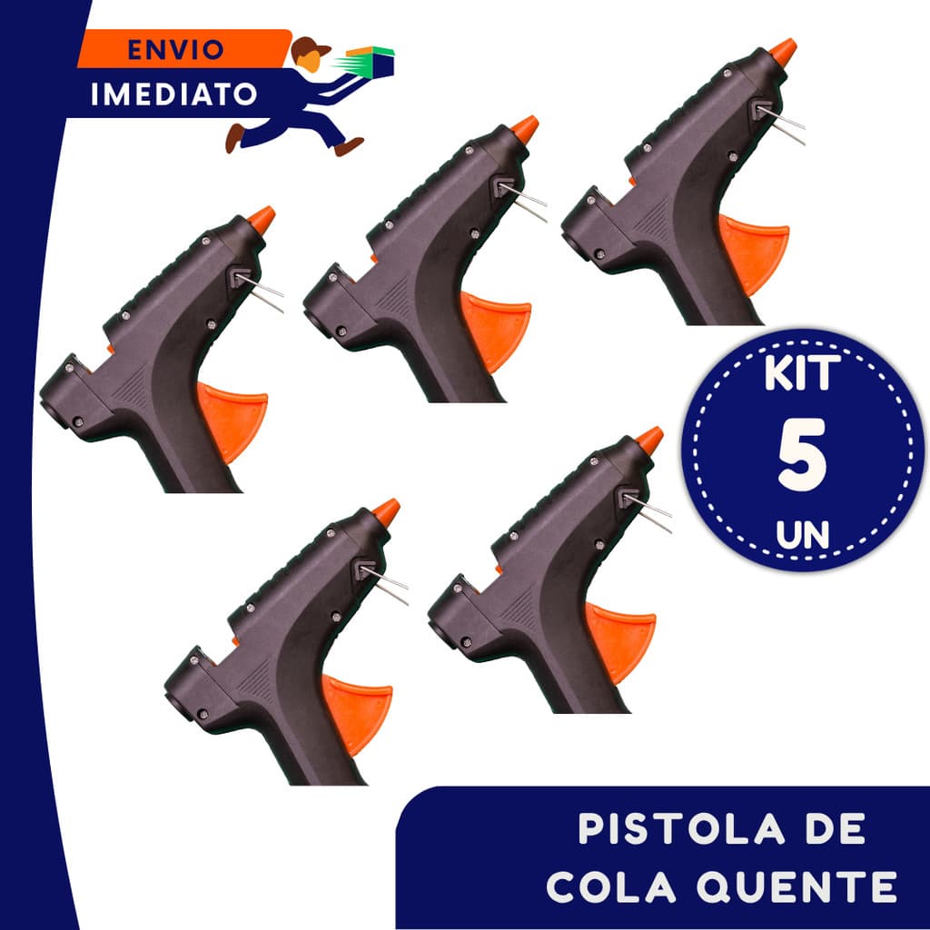 Pistola de Cola Quente 20W Bivolt Para Artesanato e Reparos 5 Unidades