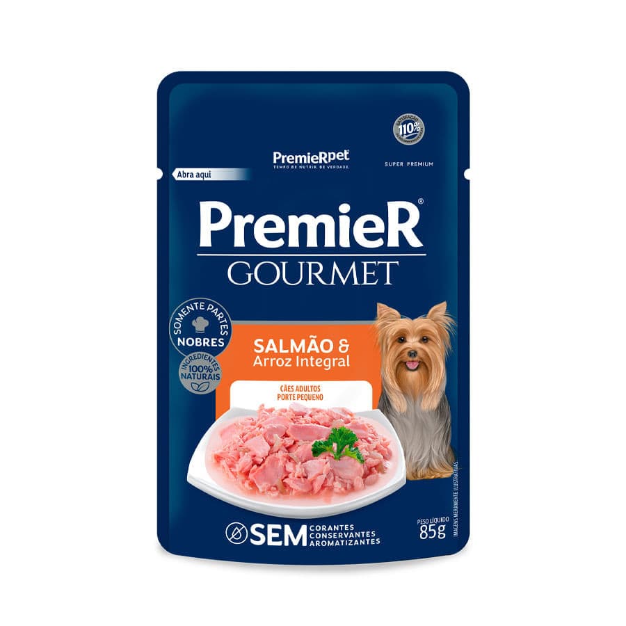 Ração Úmida Sachê Premier Gourmet Cães Adultos Salmão e Arroz Integral - 85g