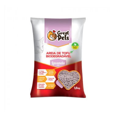 Areia De Tofu Biodegradável Lavanda Great Pets para Gatos 1,6 kg