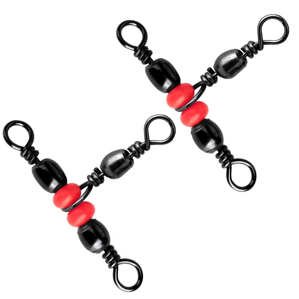 Acessórios Pesca Kit 100pcs Girador Destorcedor Triplo com miçanga 29mm X 14mm 30Lb