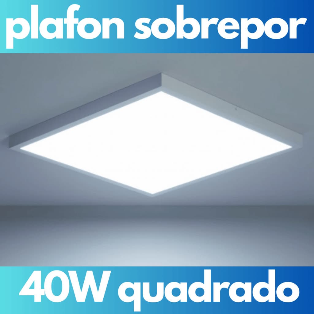 Luminária Painel Plafon Led 40W Sobrepor Quadrado 40x40cm Alta Potência Grande Branco-frio