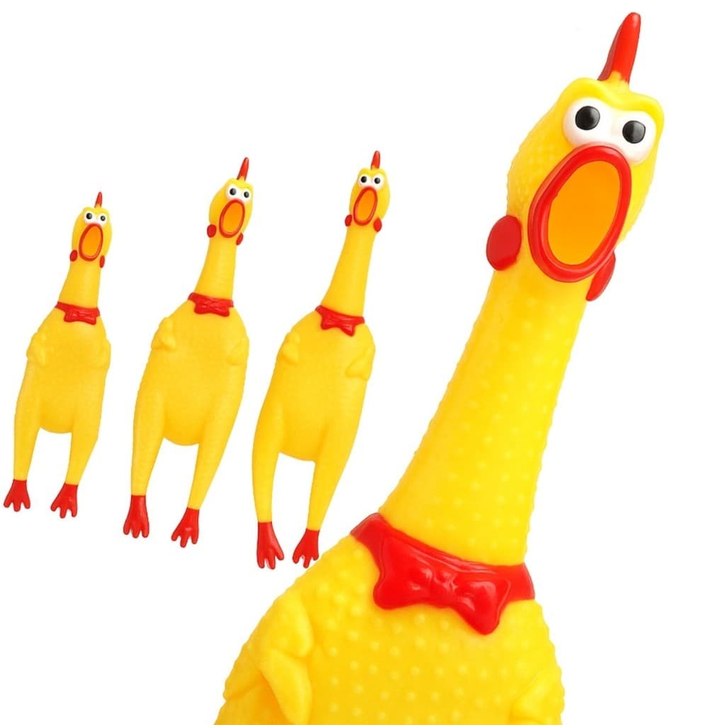 Frango Galinha Brinquedo Interativo para Cachorro Pet Mordedor Plástico com Apito Som Barulho