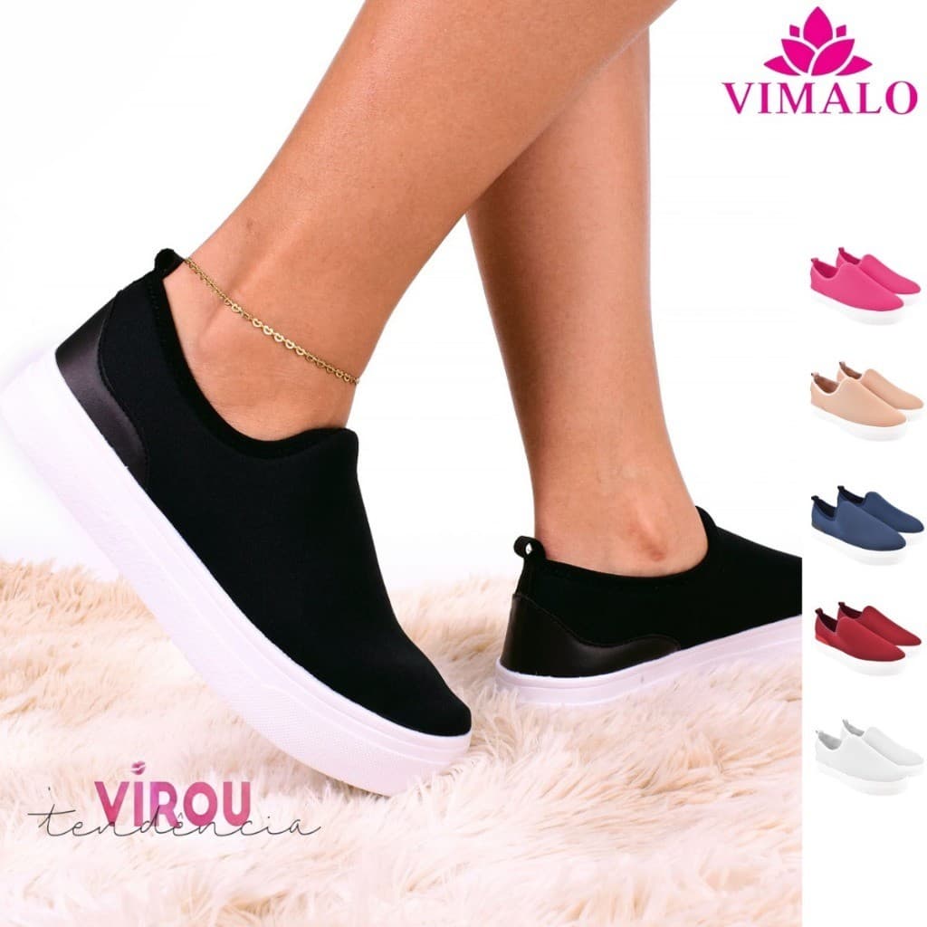 Tênis Feminino Slip On Calce Fácil Sola Expandido Flexível Confortável Para Caminhada Academia SH-05