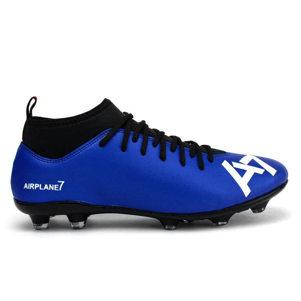 Chuteira Campo 03 Botinha Azul Futebol Campo Cano Alto Médio A7 Promoção