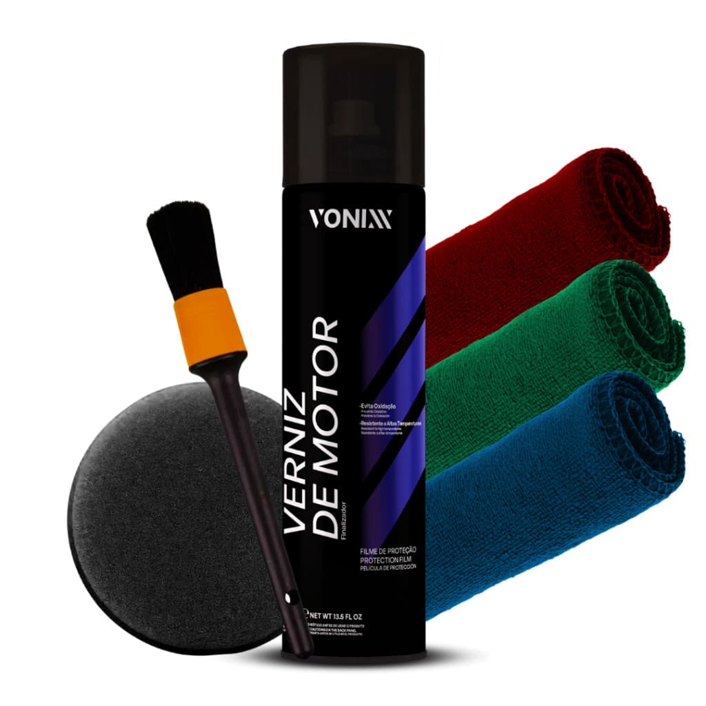 Verniz De Motor Finalizador Aerosol Spray 400ml Filme De Proteção Vonixx + Kit De Panos E Brindes