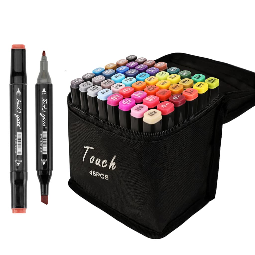 Conjunto De Canetas Touch Para Colorir Ponta Dupla 48 Cores