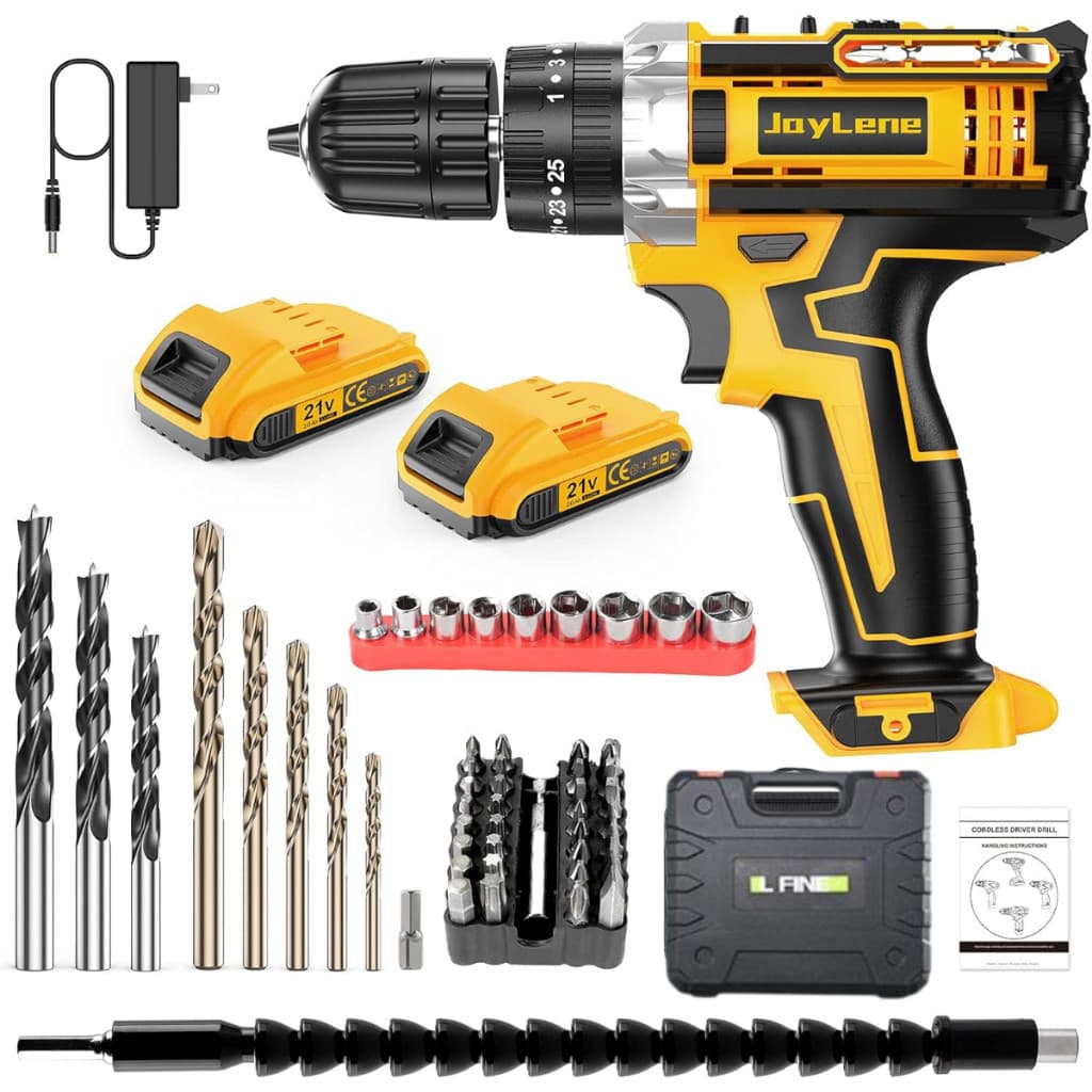 Parafusadeira Furadeira 21V 2 Baterias Bivolt Muito Forte Com Maleta e Acessórios Completa