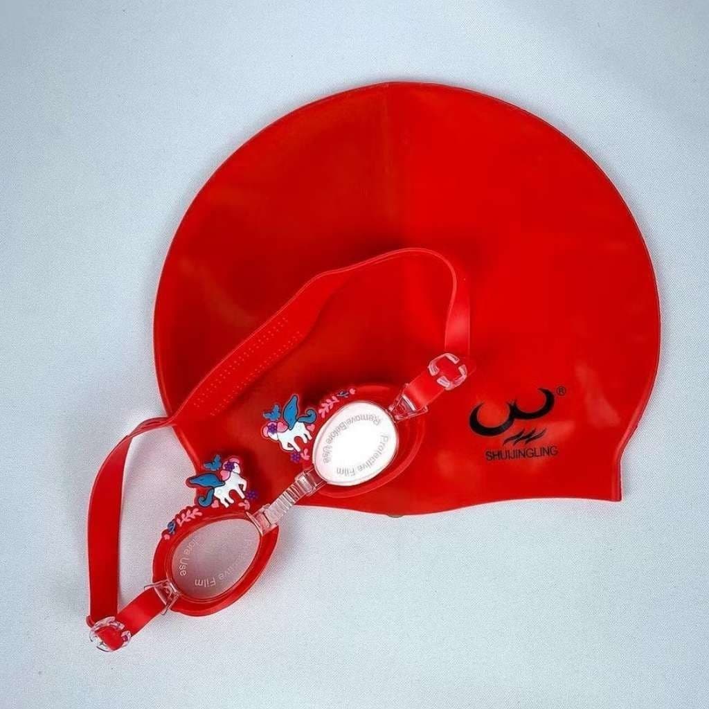 Kit De Natação Com Touca De Silicone e Óculos Para Crianças Menino ou Menina