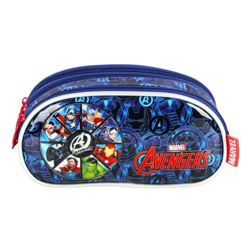 Estojo Triplo Escolar Marvel Avengers Luxcel Azul Original