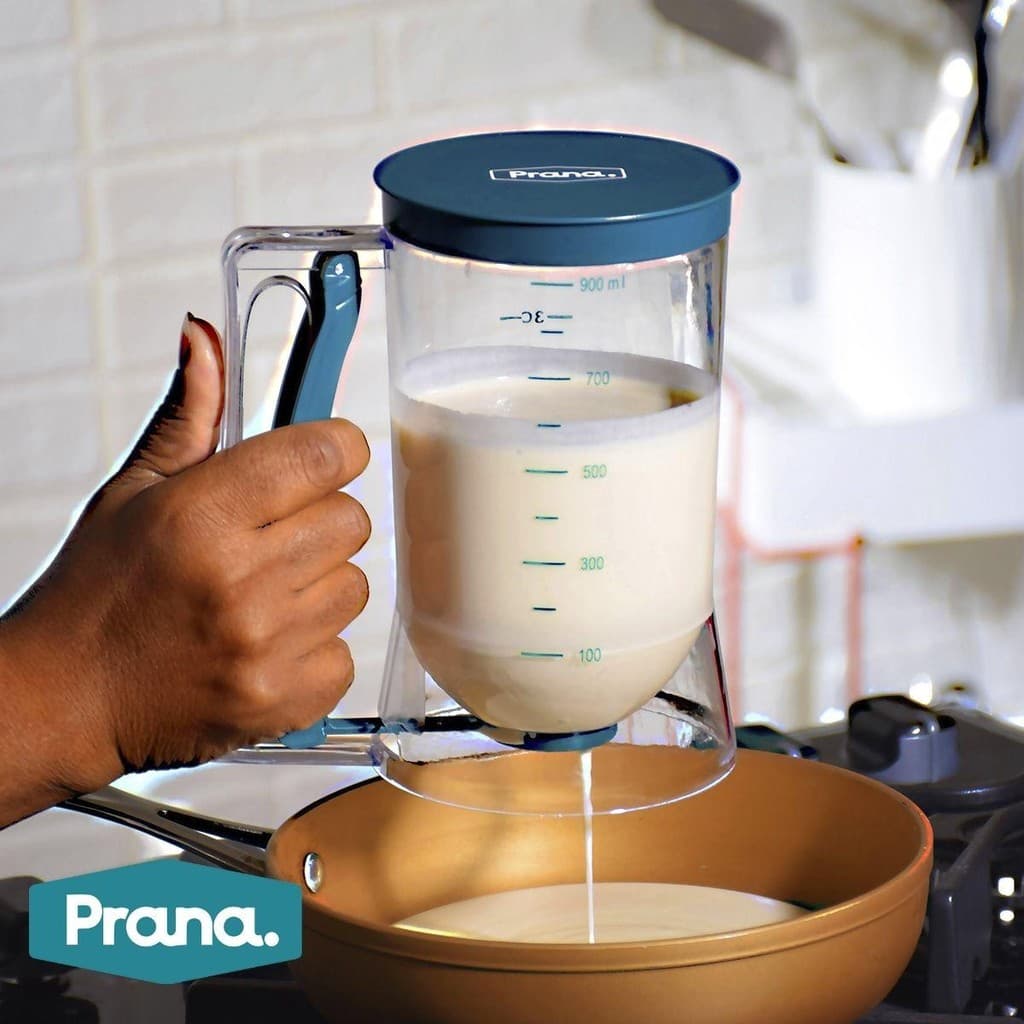 Dispenser e Dosador de Massas De Cupcake Panqueca Waffle Medidor Funil Jarra 900ml Transparente Prana