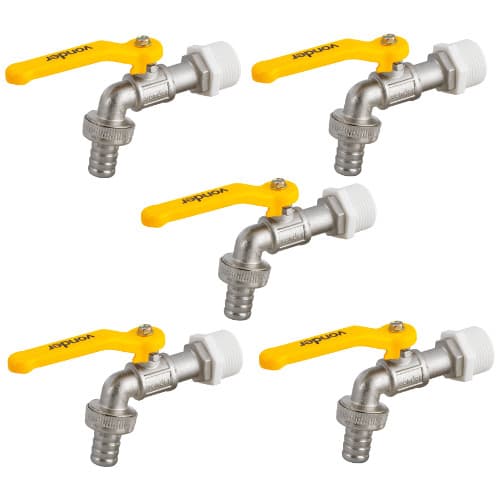 5 Torneiras com Esfera para Jardim e Tanque c/ Bucha Redução 3/4" para 1/2" - Vonder