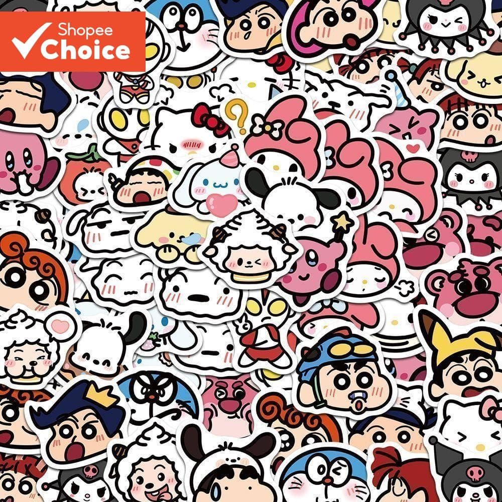 100 Peças Adesivos De Desenhos Animados Kawaii-Decalques De Vinil À Prova D'água Para Laptop , Garrafa De Água E Telefon