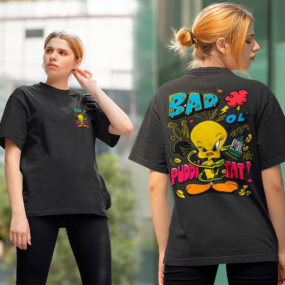 Camiseta Piu Piu Bad Gatinho Mau Desenho Animado Camisa Feminina Blusa Em Algodão Premium