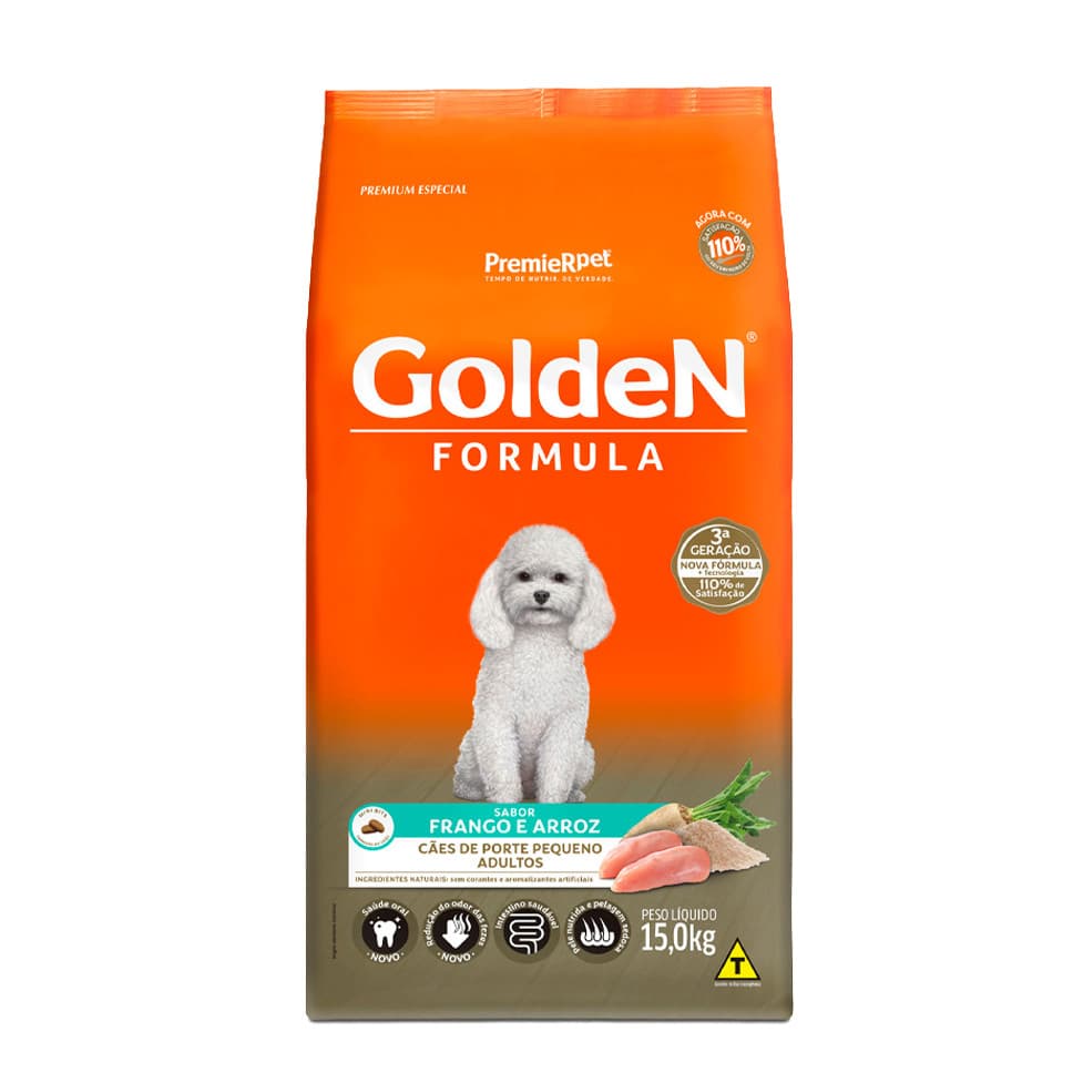 Ração Golden Formula Cães Adultos Raças Pequenas Frango e Arroz Mini Bits 15 kg