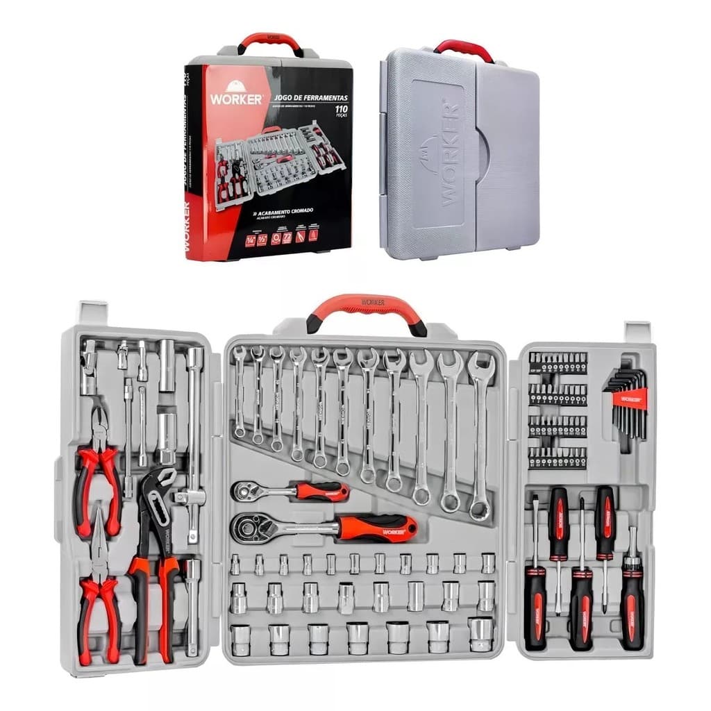 Kit Maleta De Ferramentas Mecânico 110 Peças Completo Worker