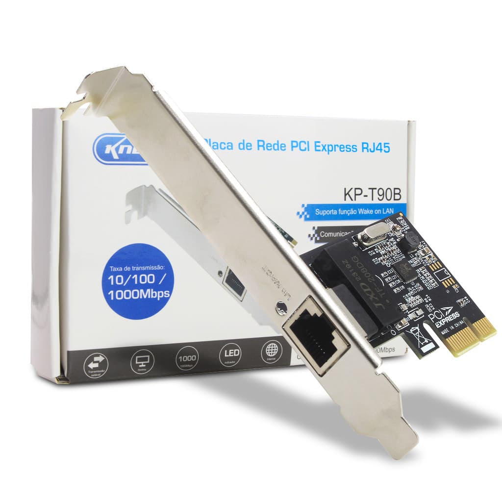Placa Pcie Express  para RJ45 GIGABIT  10/100/1000 Mbps com LED indicador Plug In Play