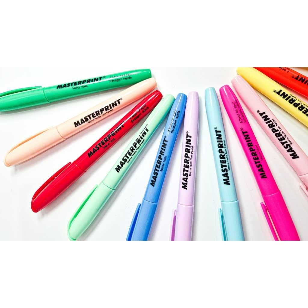 Kit 12 Marca Texto (6 Neon + 6 pastel) Caneta marca texto Masterprint
