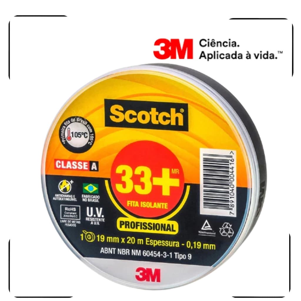 Fita Isolante Scoth 33+ Profissional 20M 3M