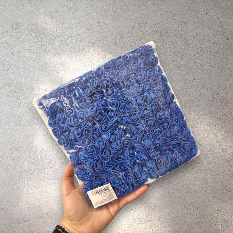 144 Mini Rosinhas de EVA Azul Marinho Flores Artificiais Decorativas Para Lembrancinhas