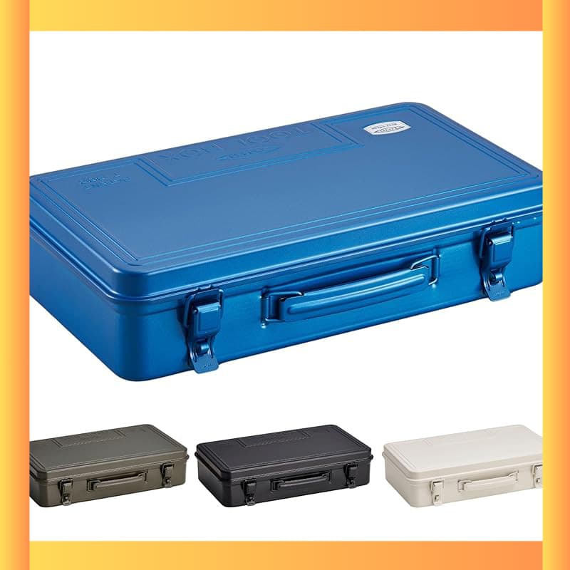 Caixa de ferramentas de aço TOYO T-360 - Várias cores, fabricada no Japão, 38x22x9cm