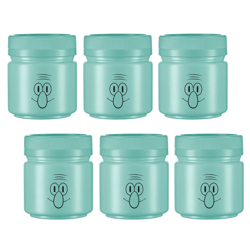 Kit 6 Mini Pote Organizadores Plastico 150ml Lula Molusco Verde Claro Empilhável Coleção Bob Esponja