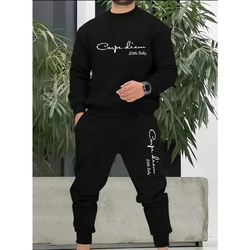 Conjunto Blusa de Frio Preto Gola Careca + Calça de Moletom Modelo: "Carpe Diem" CONJ-1811-PT  nestar