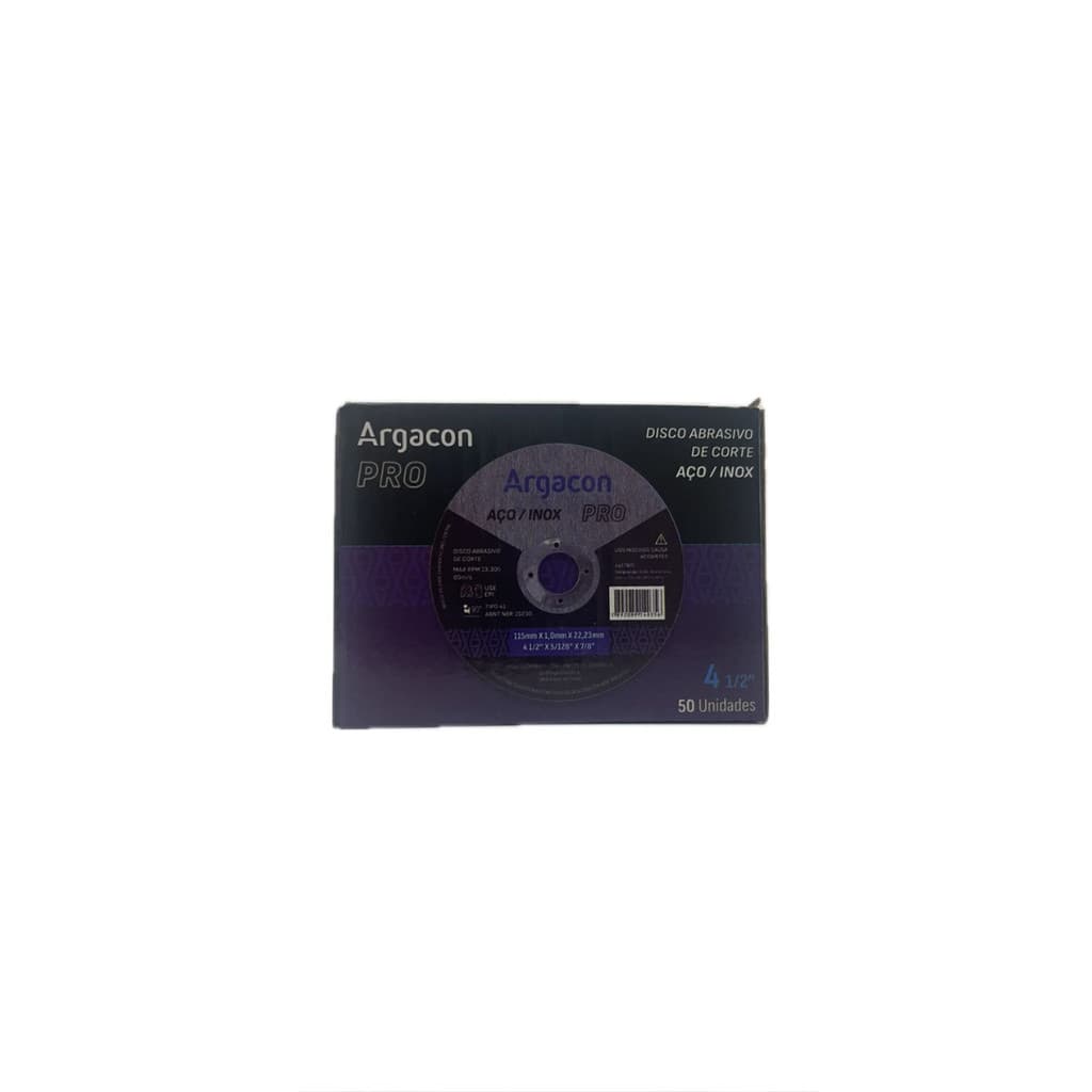 DISCOS ABRASIVO DE CORTE ARGACON PRO - Aço e Inox com Eficiência - 50 Discos