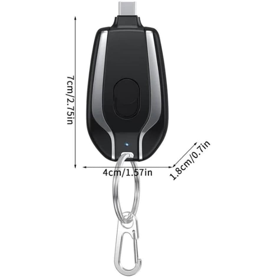 Chaveiro Power Bank Tipo C Carregador Portátil Mini Bateria
