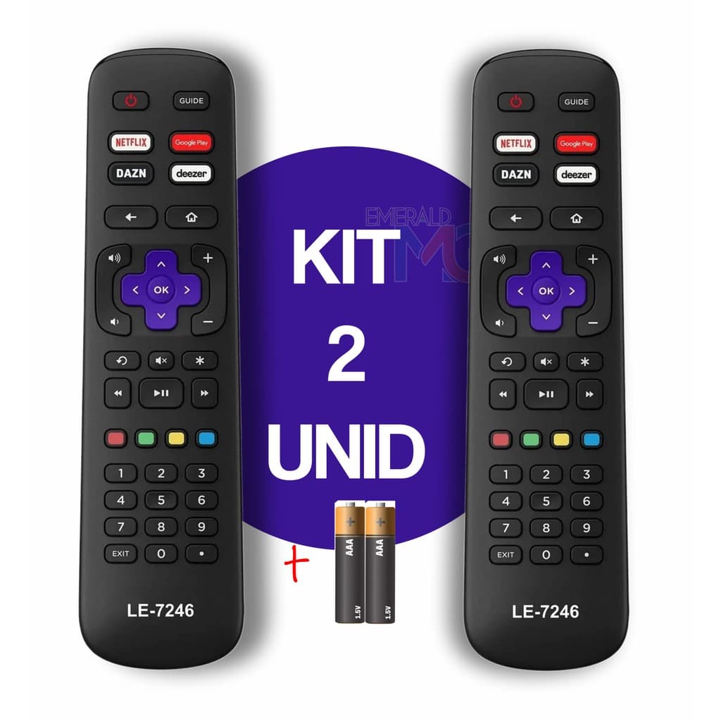 kit Controle Remoto  Compatível Com Tv Smart Aoc Roku  Botão Netflix Deezer Googleplay DAZN