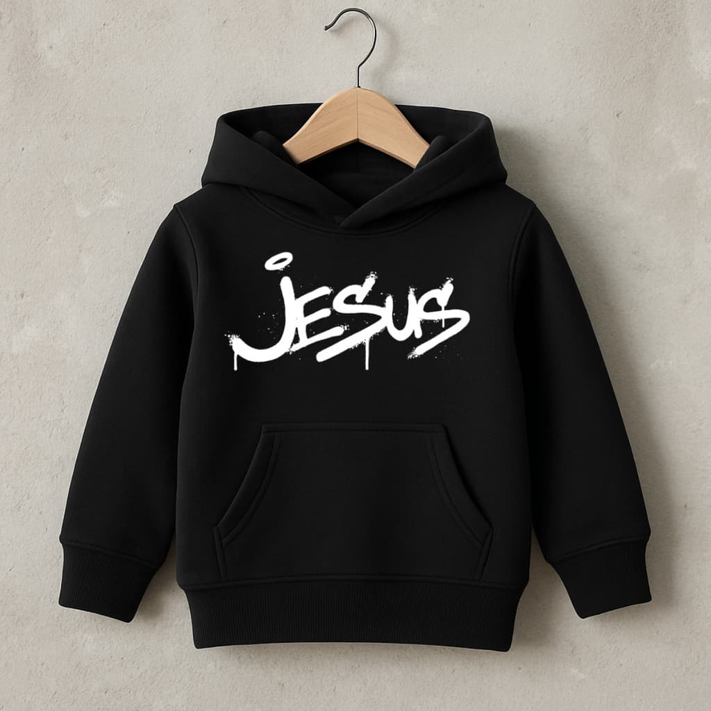Moletom infantil Estampado Jesus Com Capuz Canguru Algodão Peluciado