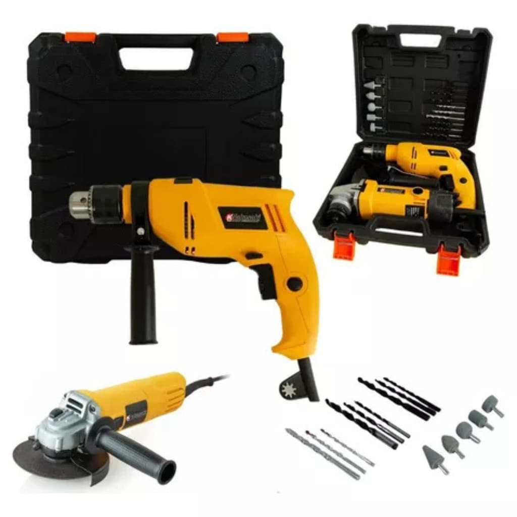 Kit 2 Em 1 Furadeira E Esmerilhadeira 900W  Com Maleta e Vários Acessórios