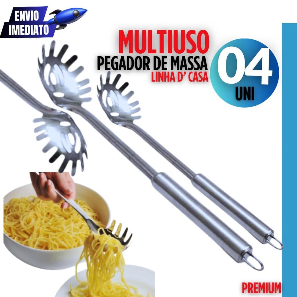 Conjunto Profissional com 4 Pegadores de Massa em Inox 32cm Para Servir Massas em qualquer ambiente culinário
