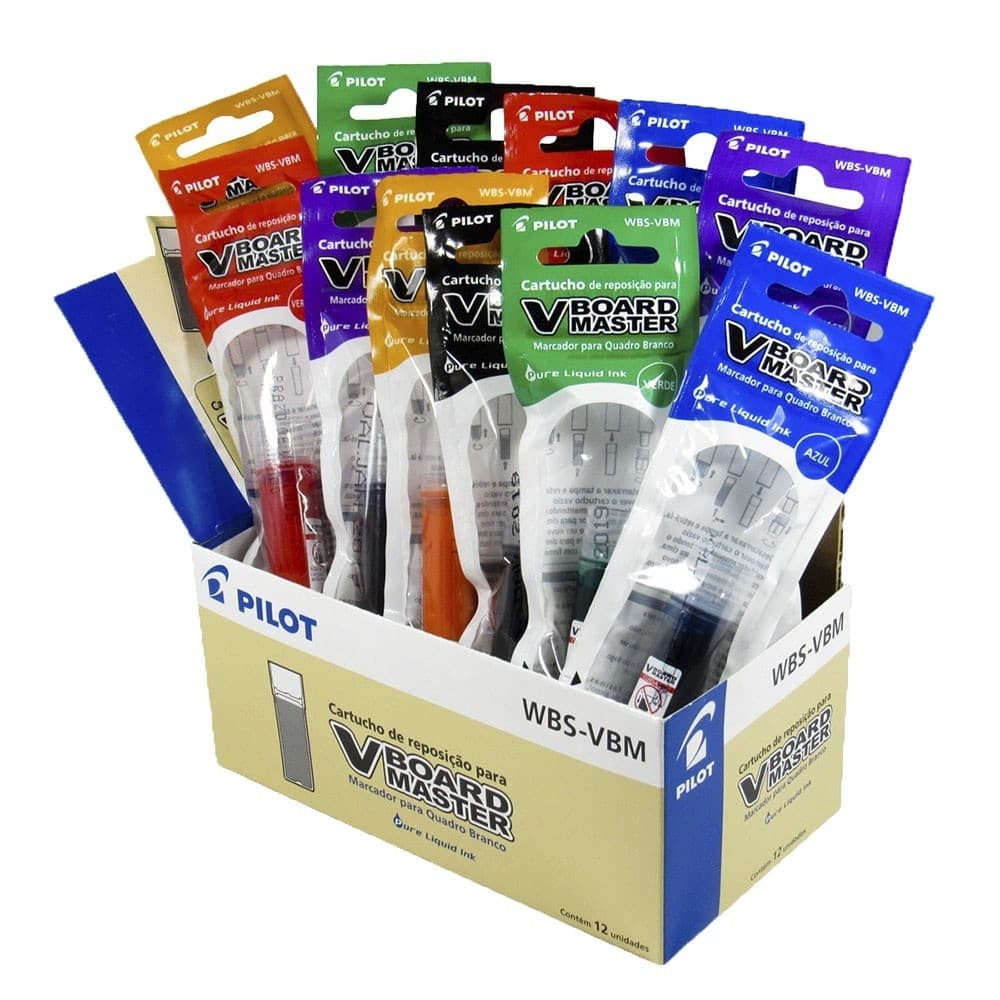 Refil Pincel Marcador Quadro Branco Vboard Master 12 unidades - Pilot