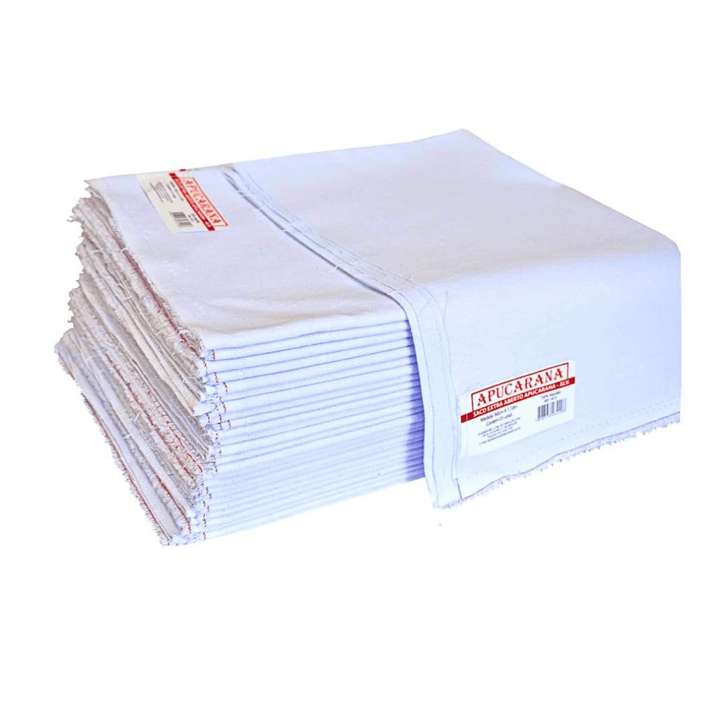 Saco Alvejado Apucarana 80x110 Aberto - 25 unidades 170g / 385g/m2 Super Absorção Resistência Flabom