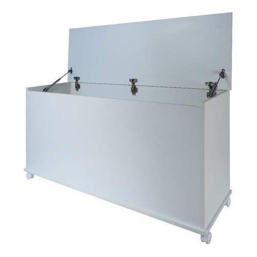Baú P/ Guardar Brinquedos, Roupas, Calçados, Artesanato em MDF Branco C/rodinhas