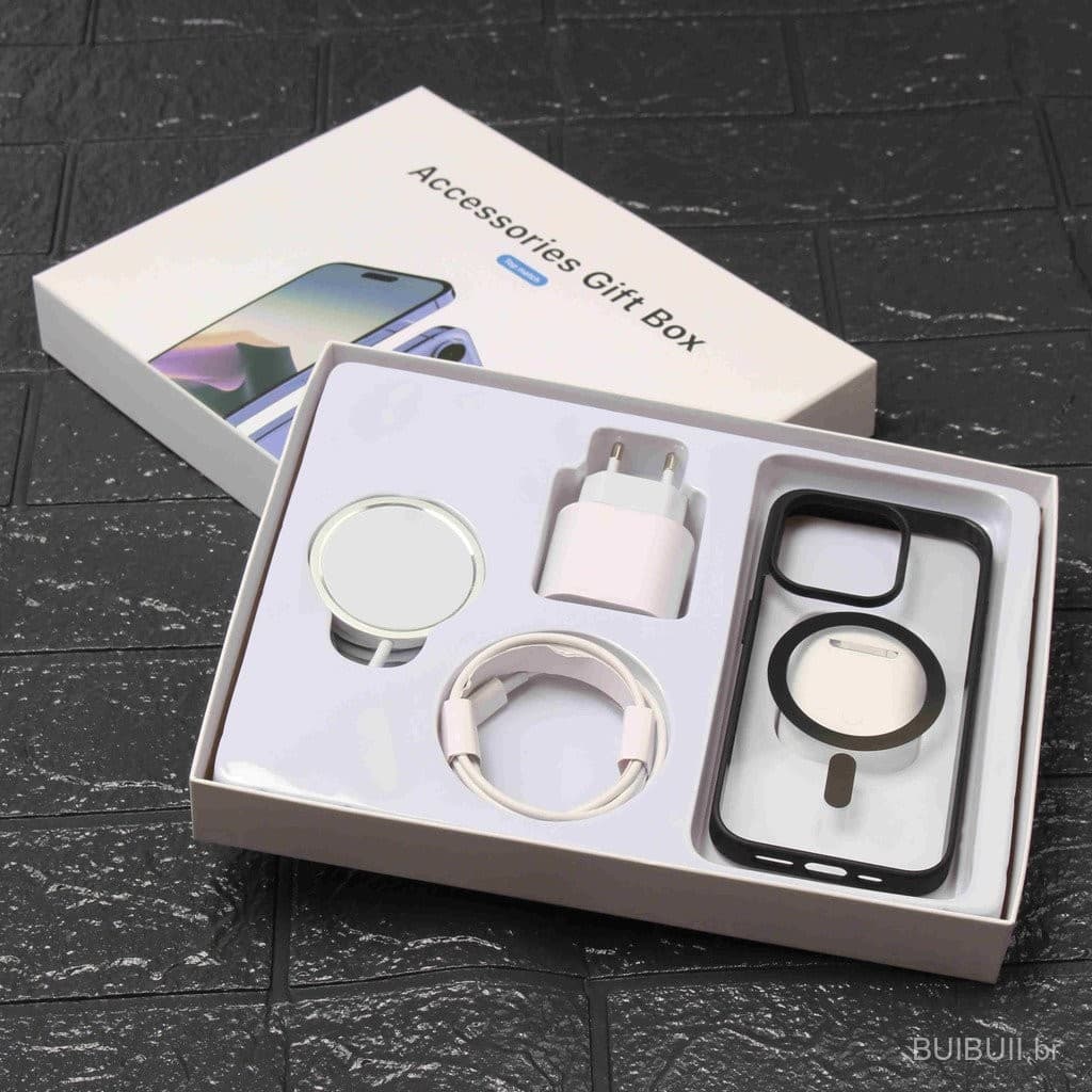 5 em 1 Kit para iPhone/Carregador por Indução/Cabo de Carregamento de Dados/Fones de Ouvido Bluetooth i9s/Carregador par
