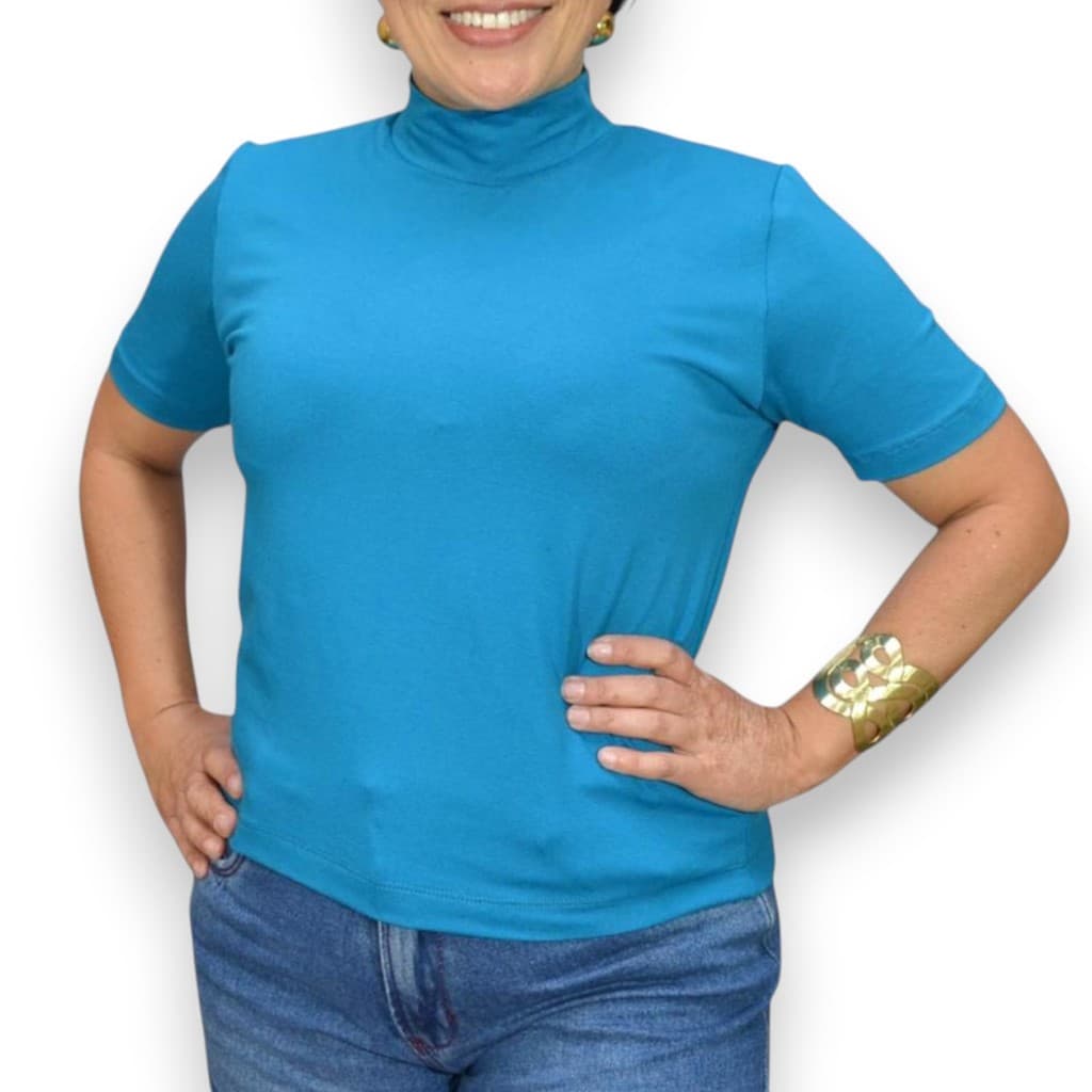 Kit 3 Blusas Gola Alta Feminina | Básicas Elegantes Confortáveis | Inverno Casual | Azul Cinza Branco Oferta