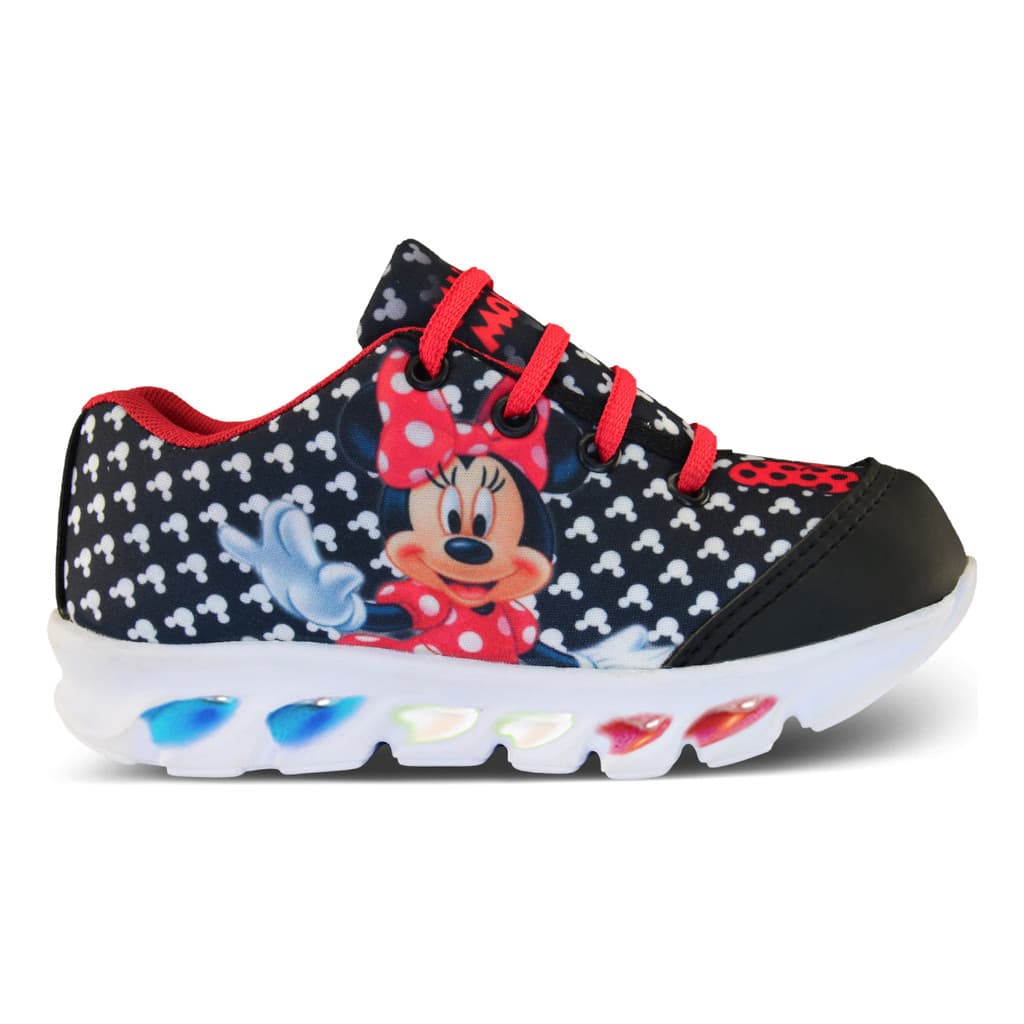 Tênis De Led Minnie Cor Preto  Feminino Luzinhas Piscam Novo