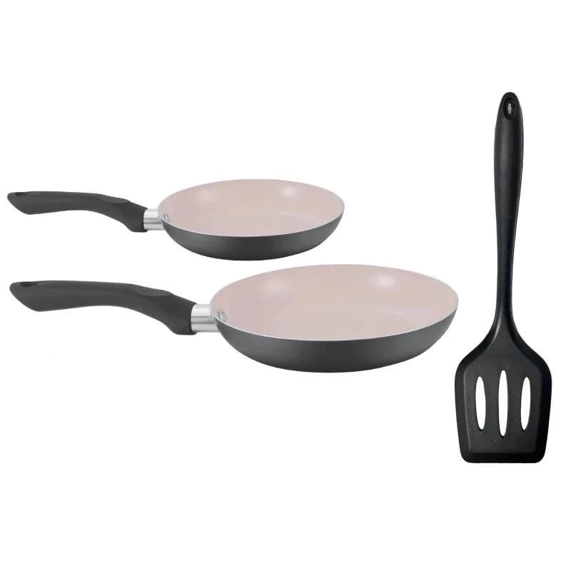 Conjunto de Frigideiras em Cerâmica 3 Peças 20cm/22cm/Espátula Mônaco Rio Home