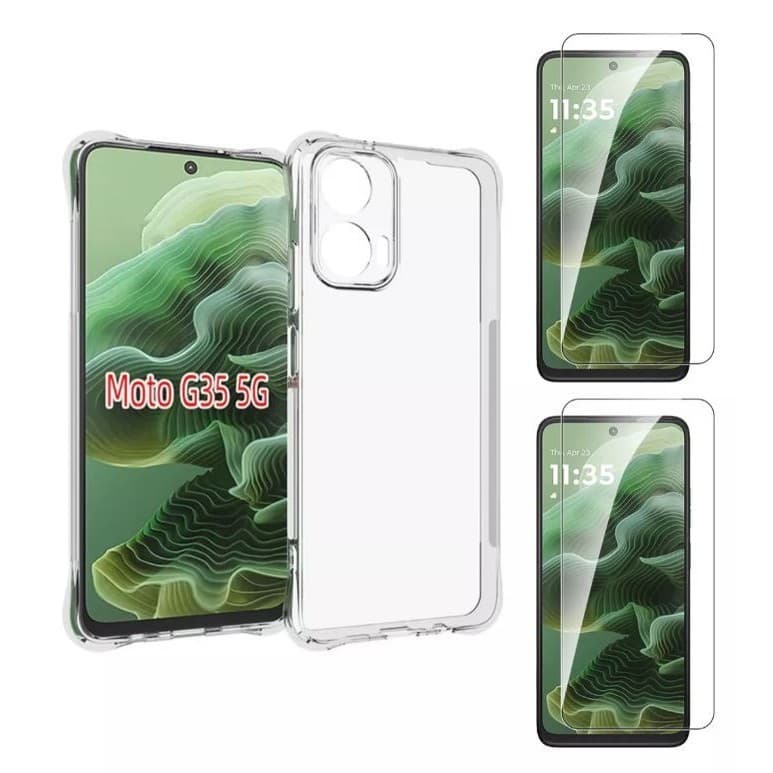 Capa Capinha Case Anti Impacto Transparente + 2 Peliculas 3d Para Moto G35