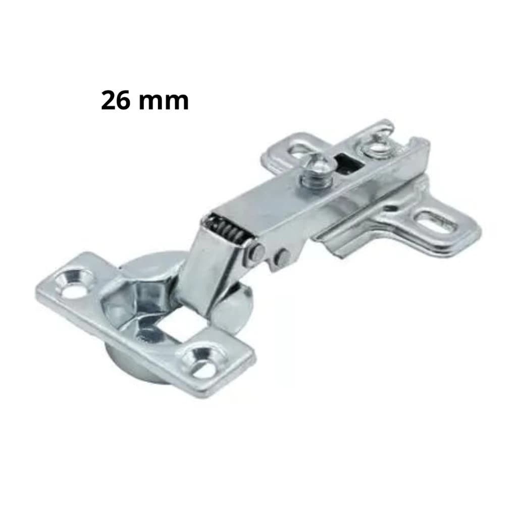 Dobradiça de Pressão Reta 26 mm Jomarca em Aço Para Porta de Armário de Cozinha Roupeiro Modulado