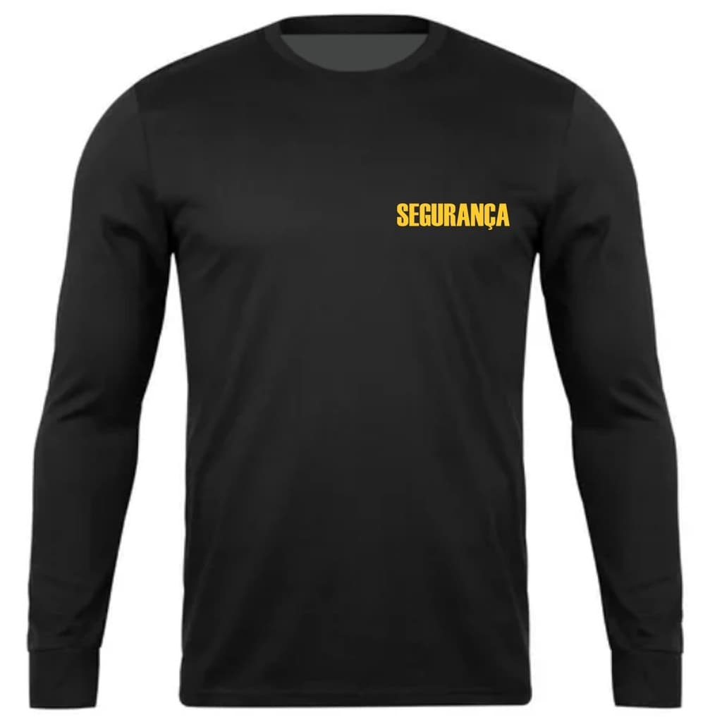 Camiseta Segurança Vigilância  Preta Manga Longa