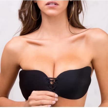 Sutiã Adesivo de Silicone Invisível Push Up com Amarração – Levanta Seio, Reutilizável, Confortável