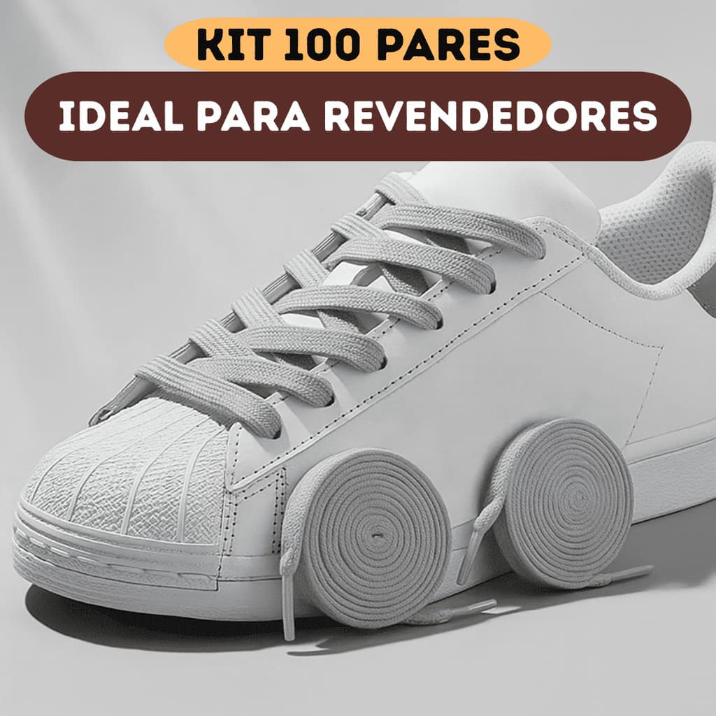 Kit 100 Pares Cadarço Achatado Resistente Para Tênis Skate Street Revenda Loja