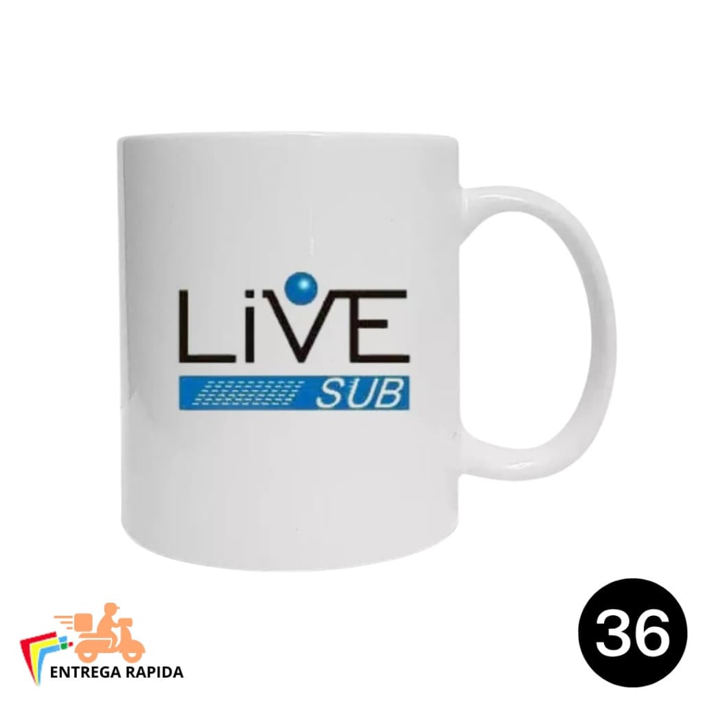 Caixa 36 Caneca de porcelana branca Livesub 325ml - Para Sublimação
