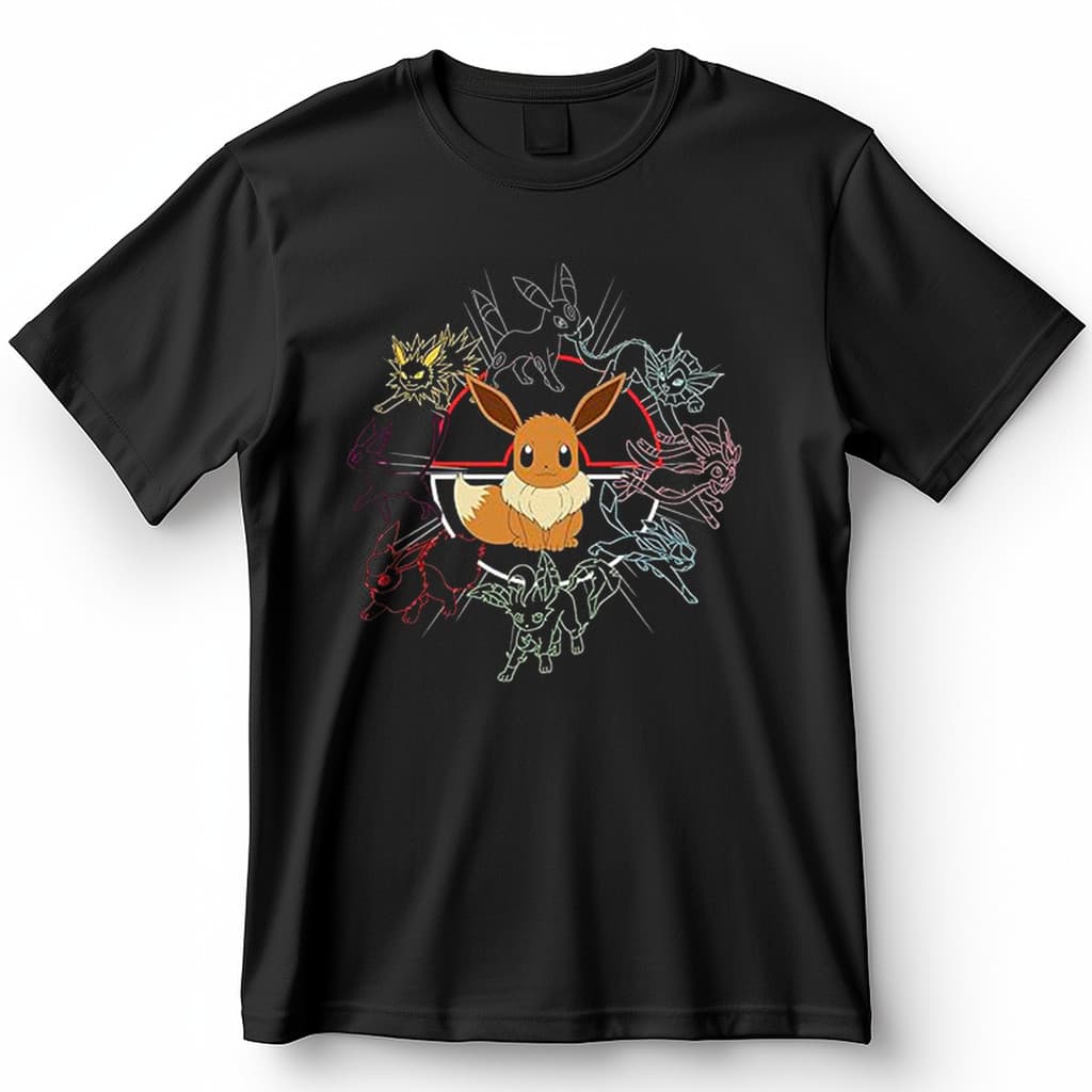 Camiseta Pokémon Eevee e Evoluções Blusa Camisa 100% Algodão