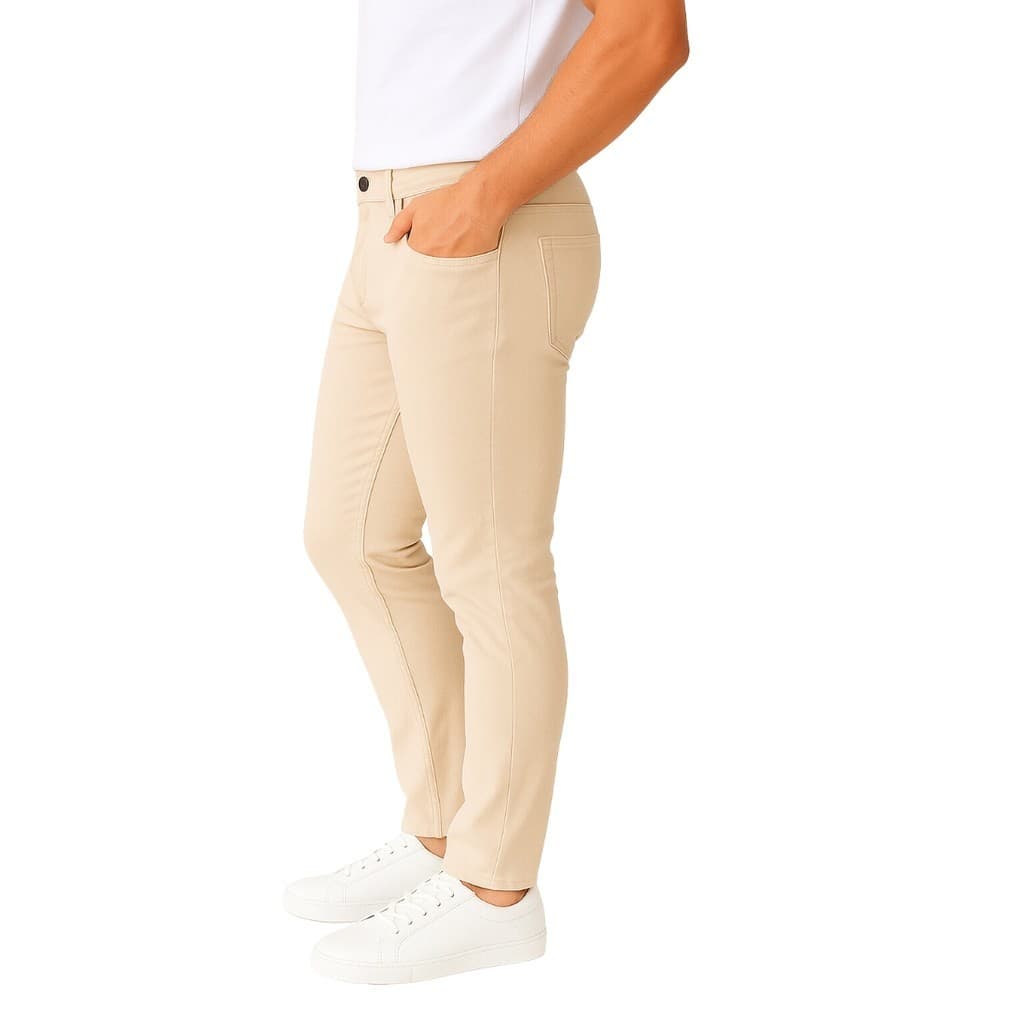 Calça Sarja Areia Masculina  Lycra