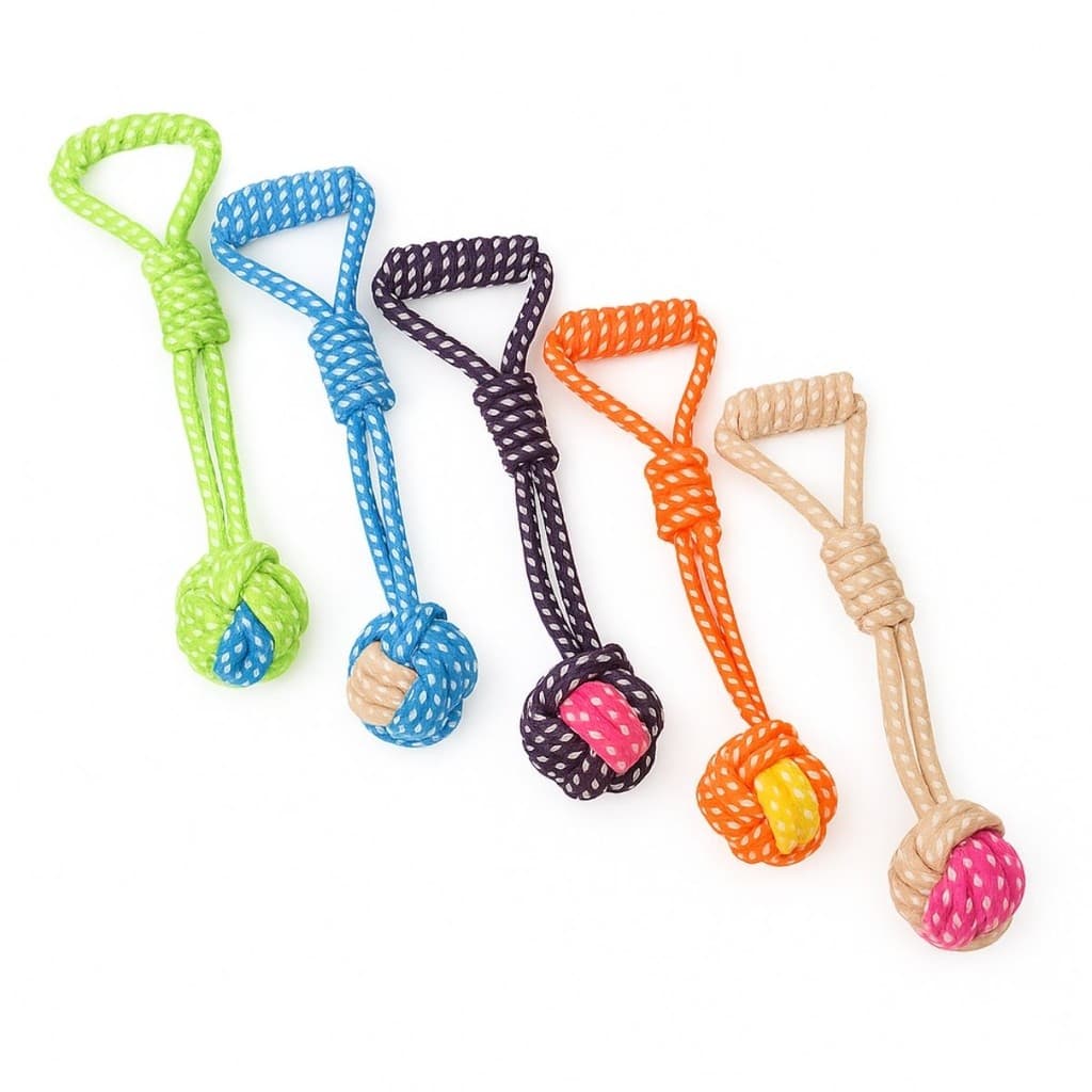 Brinquedo de Cachorro Mordedor Pet Corda 2 Molas Puxador Resistente para Cães Interativo