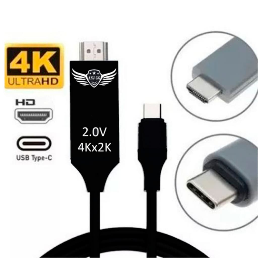 Cabo USB-C 3.1 Macho Para HDMI Alta Definição TV Monitor Projetor Notebook Celular Tablet Áudio Vídeo